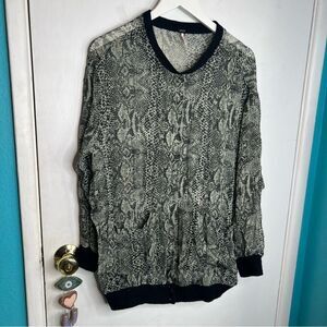 Free people lory bomber sheer wool trim animal print